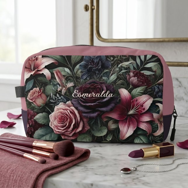 Bolsa de viaje de maquillaje de rosas góticas pers (Subido por el creador)