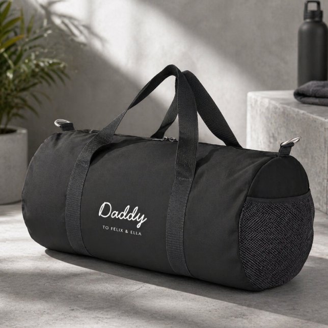 Bolsa de viaje de papá | Bolsa de duffle personali (Personalized Daddy duffel bag with kids names for gym days, travel, and weekends.)