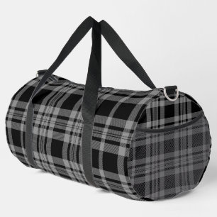 Bolsa de viaje deportiva de cuadros gris negro