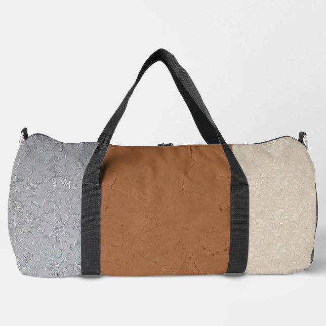 Bolsa de viaje gris, marfil y marrón elegante (Anverso)