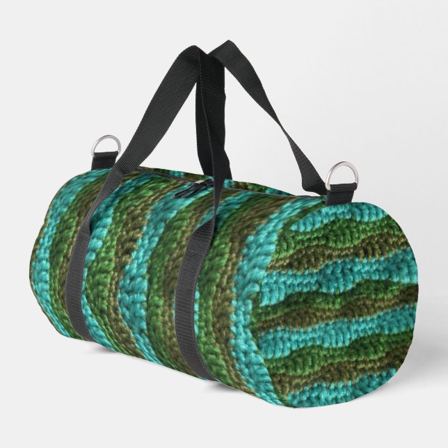 Bolsa de viaje - Patrón de onda en verdes (Esquina izquierda)