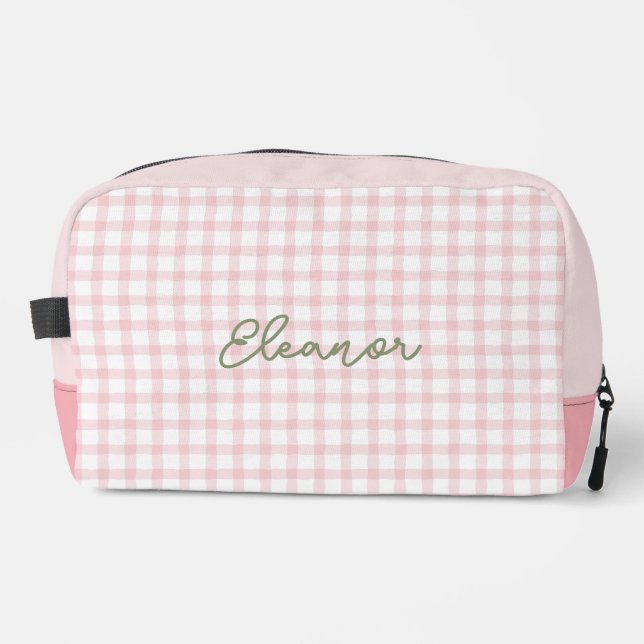 Bolsa de viaje personalizada de inodoro de Gingham (Anverso)