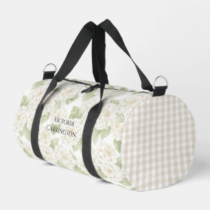Bolsa de viaje vintage de cuadros de Hortensias Bl
