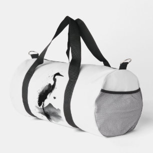 Bolsa de viaje Zen con grulla Sumi-e japonesa