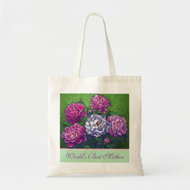 Bolsa del Día de la Madre de los Peonies (Frente)