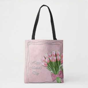 Bolsa del día de la madre de los tulipanes rosados