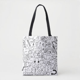Bolsa del libro de arte Doodle en blanco y negro