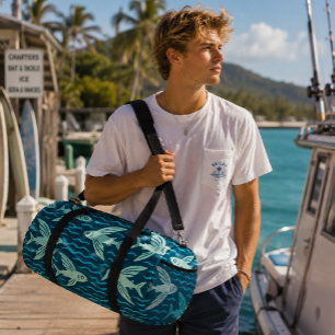 Bolsa Deporte Turquesa Ola Oceánica Pez Volador Ha