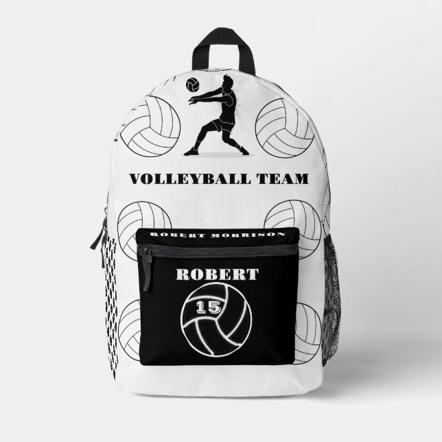 Bolsa deportiva de voleibol blanco y negro persona (Anverso)