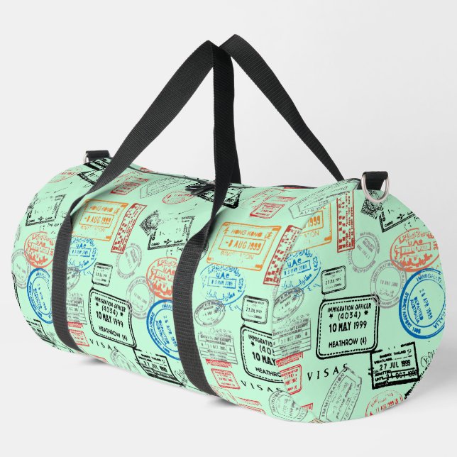 Bolsa Duffel de diseño de sellos de pasaporte (Esquina izquierda)