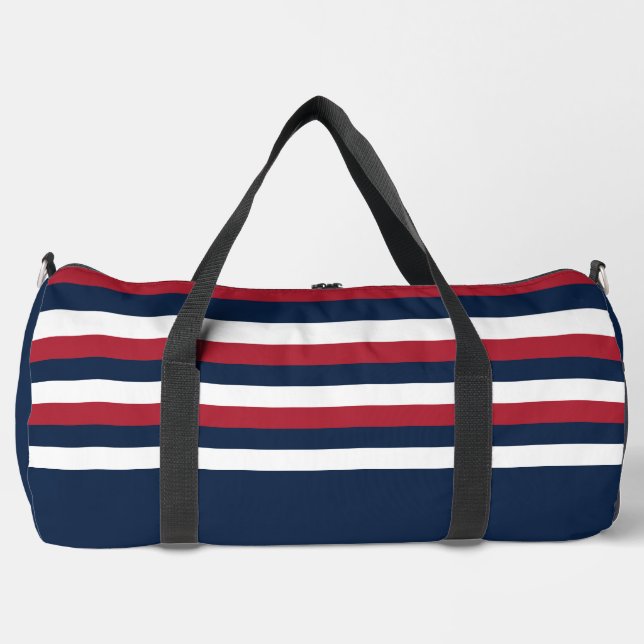 Bolsa Duffel de franja roja, blanca y azul (Anverso)