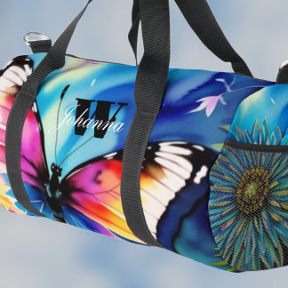 Bolsa Duffel de mariposa de color azul colorido