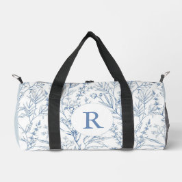Bolsa Duffel de monograma azul y blanco delgado