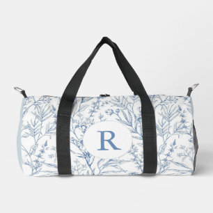 Bolsa Duffel de monograma azul y blanco delgado