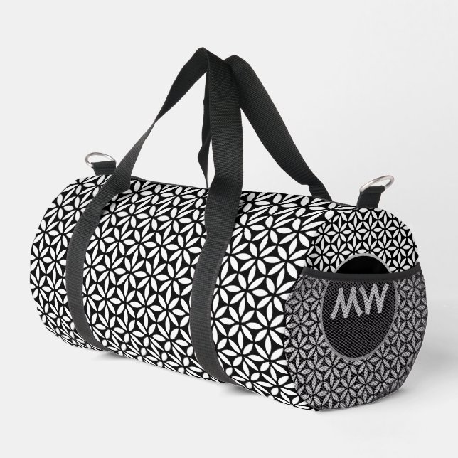 Bolsa Duffel de Monograma Blanco y Negro de moda (Esquina derecha)