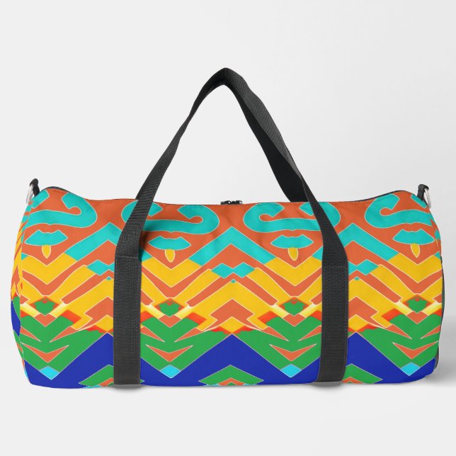 Bolsa Duffel, un patrón de zigzag multicolor clási (Anverso)