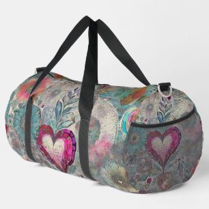 Bolsa Duffle de resumen de corazón rosado