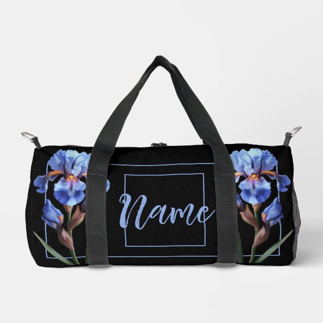 Bolsa Duffle Personalizada de 19" - Flor Iris Azul (Anverso)