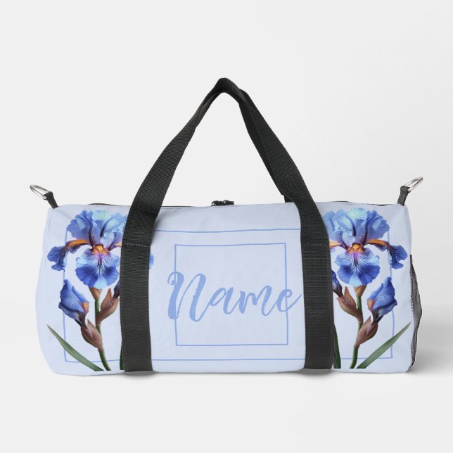 Bolsa Duffle Personalizada de 19" - Flor Iris Azul