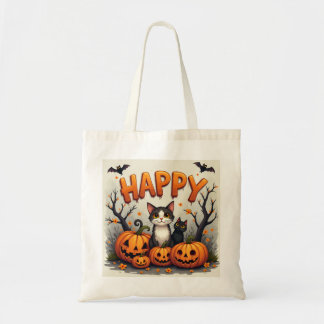 Bolsa ecológica del gato Feliz de Halloween