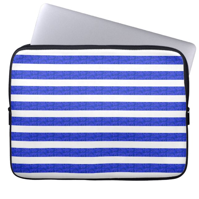 Bolsa electrónica de franjas geométricas azules (Frente)