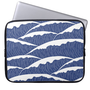 Bolsa electrónica de ondas azules y blancas oscura
