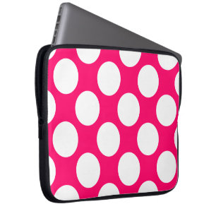 Bolsa electrónica de puntos de polka rosa y blanco