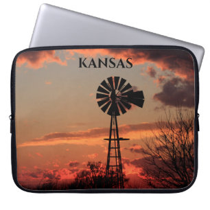 Bolsa Electrónica de Silhouette Sunset Windmill de