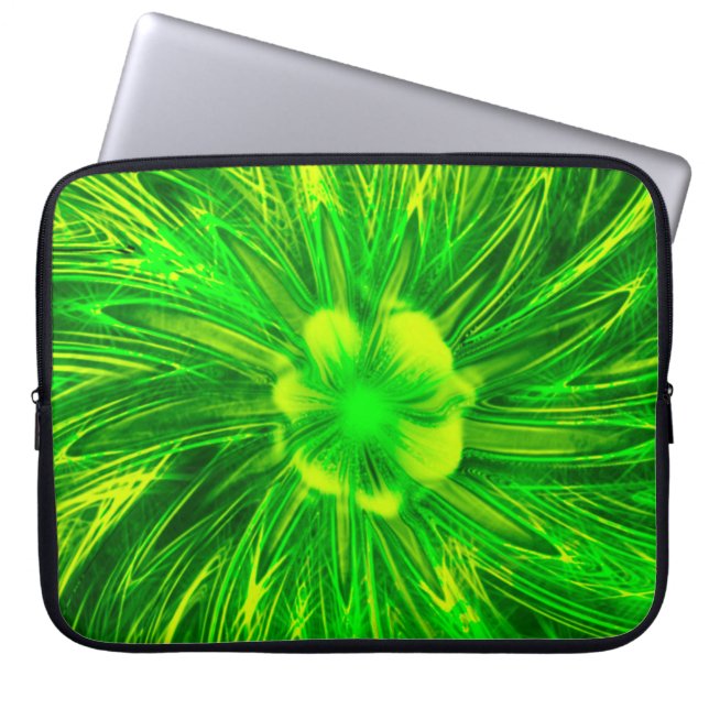 Bolsa electrónica Líneas abstractas Flor verde (Frente)