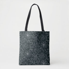 Bolsa elegante de la tota floral blanca y negra