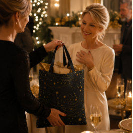 Bolsa Elegante de Noche Estrellada de Oro