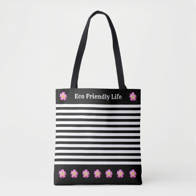 Bolsa Elegante de Rayas Negras y Blancas (Anverso)