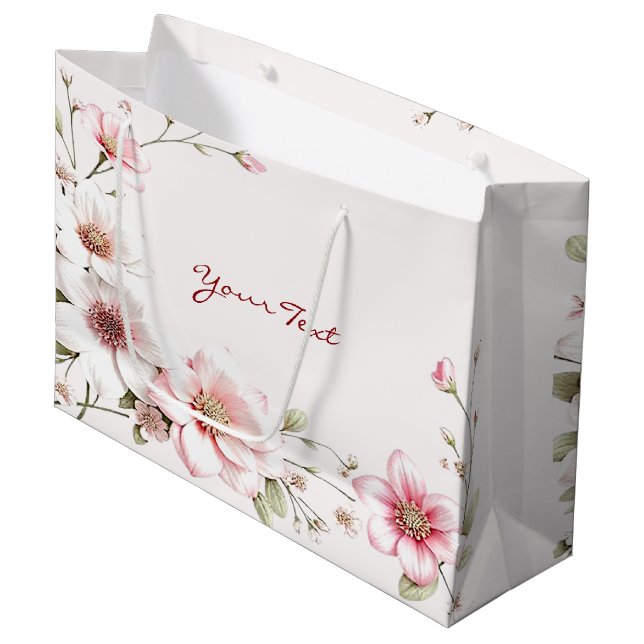 Bolsa elegante de regalo de Floral blanca rosa (Angulo Anverso)