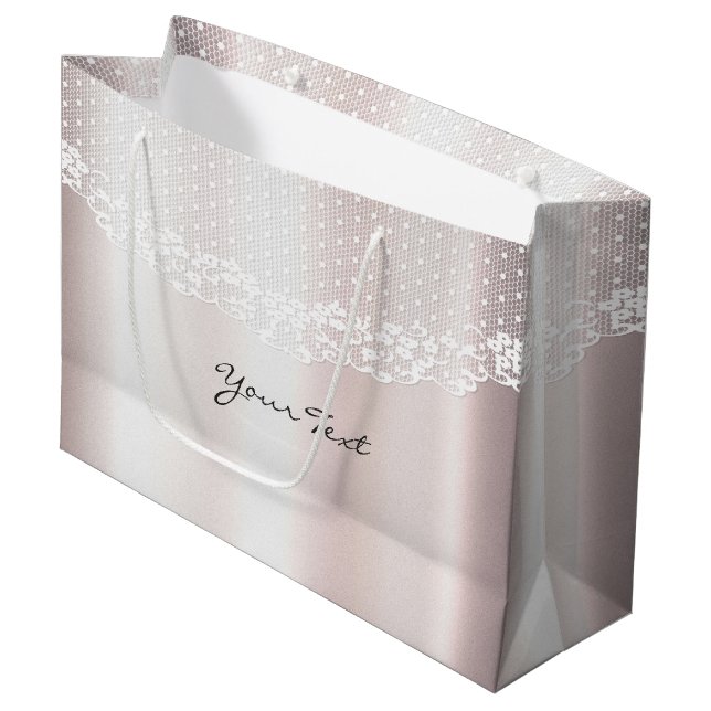 Bolsa elegante de regalo floral de encaje blanco (Angulo Anverso)