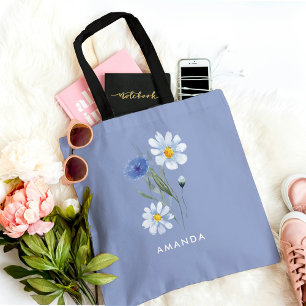 Bolsa elegante floral azul chic trendy con estilo