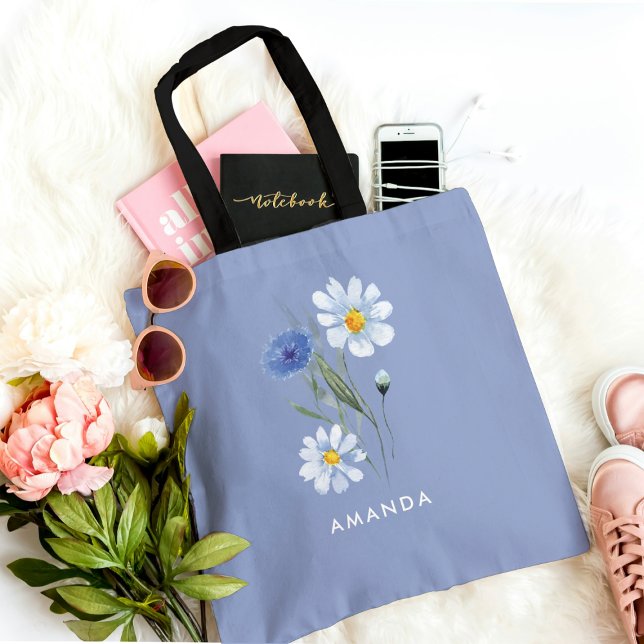 Bolsa elegante floral azul chic trendy con estilo (Subido por el creador)