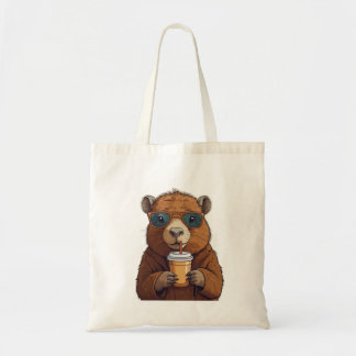 Bolsa estética divertida de capibara con café hela