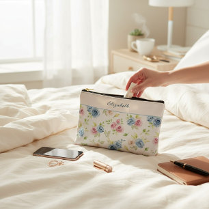 Bolsa Floral Acuarela Rosa Azul Chic Campestre