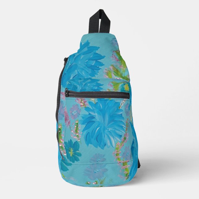 Bolsa floral de hondas azules en flor (Anverso)