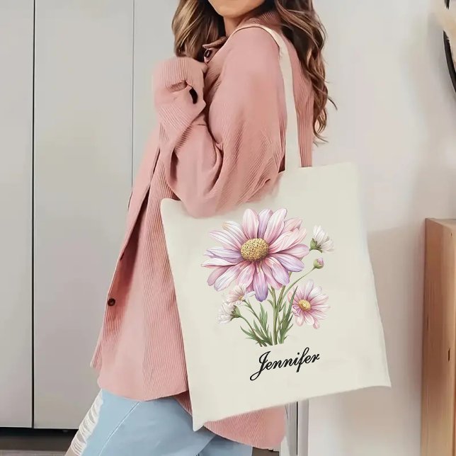 Bolsa floral personalizada, regalo para cumpleaños (personalized name tote bag, student gift tote bag, birthday gift for her, gift for mom tote bag, )