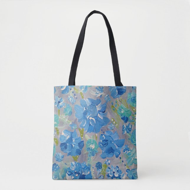 Bolsa Floral Tote de la Celebración Azul (Anverso)