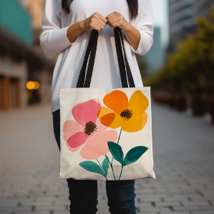Bolsa Floral Tote, Tote de diseño de flores colori