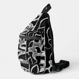 Bolsa franja de corte de impresión en blanco y neg