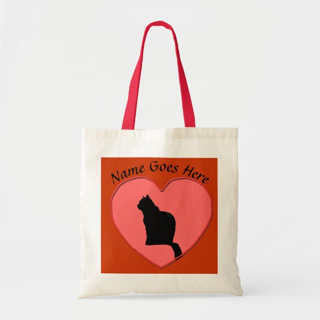 Bolsa - Gato negro en marco de corazón rojo (Frente)