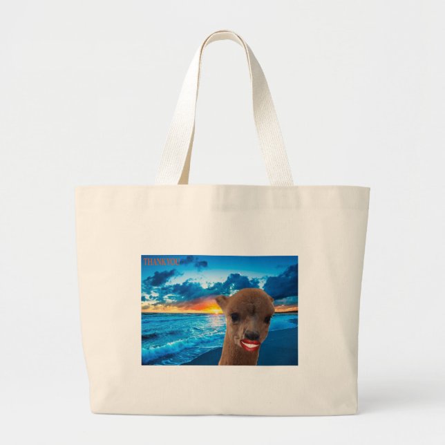 bolsa gigante alpaca en la playa, gracias (Frente)
