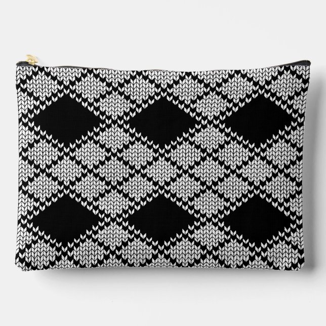 BOLSA GRANDE ACCESORIOS DE PUNTO ARGYLE NEGRA (Anverso)