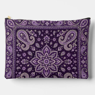 Bolsa grande con cremallera de bandana púrpura de 