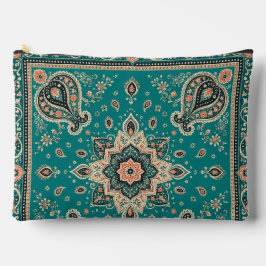 Bolsa grande con cremallera de bandana teal paisle