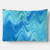 Bolsa grande de accesorios abstracta azul ondulada