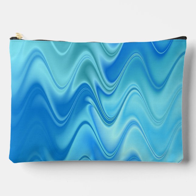 Bolsa grande de accesorios abstracta azul ondulada (Anverso)